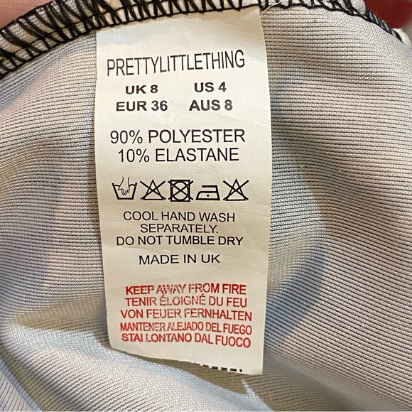 PrettyLitteThing Black Velvet Floral Cowl Neck Bodycon Dress Size 4 - Picture 10 of 10